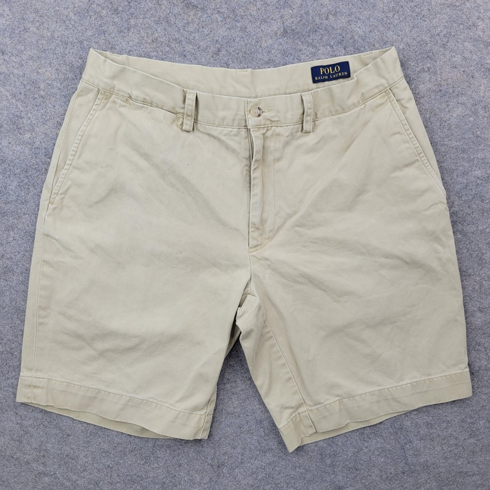 Polo Ralph Lauren Shorts Mens 33 Beige Classic Fit 9 Inseam Chino‎ Casual Cotton